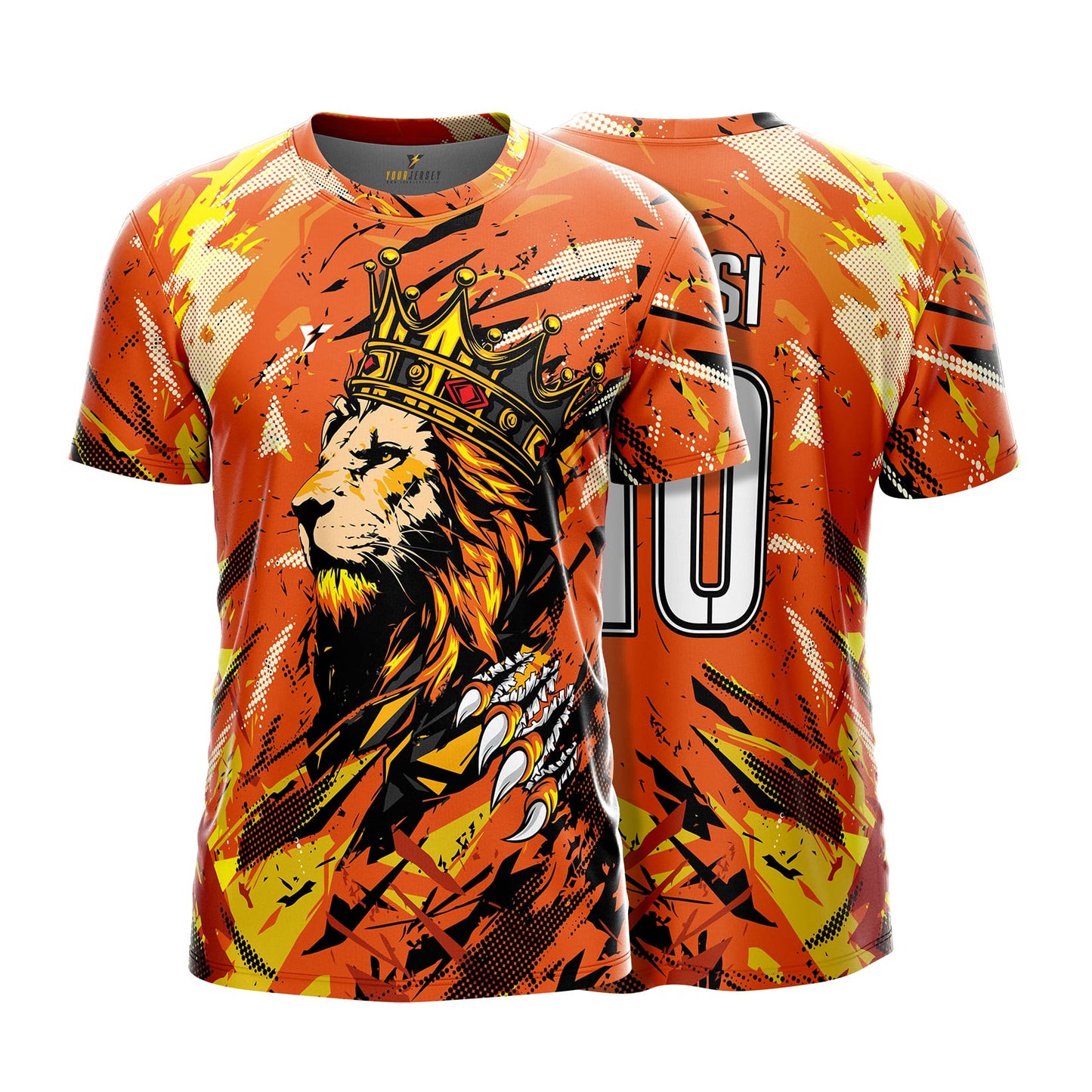 The King Orange Lion Jersey – Royal Lion Crown Graphic – Sizes 2Y to 4XL your jersey