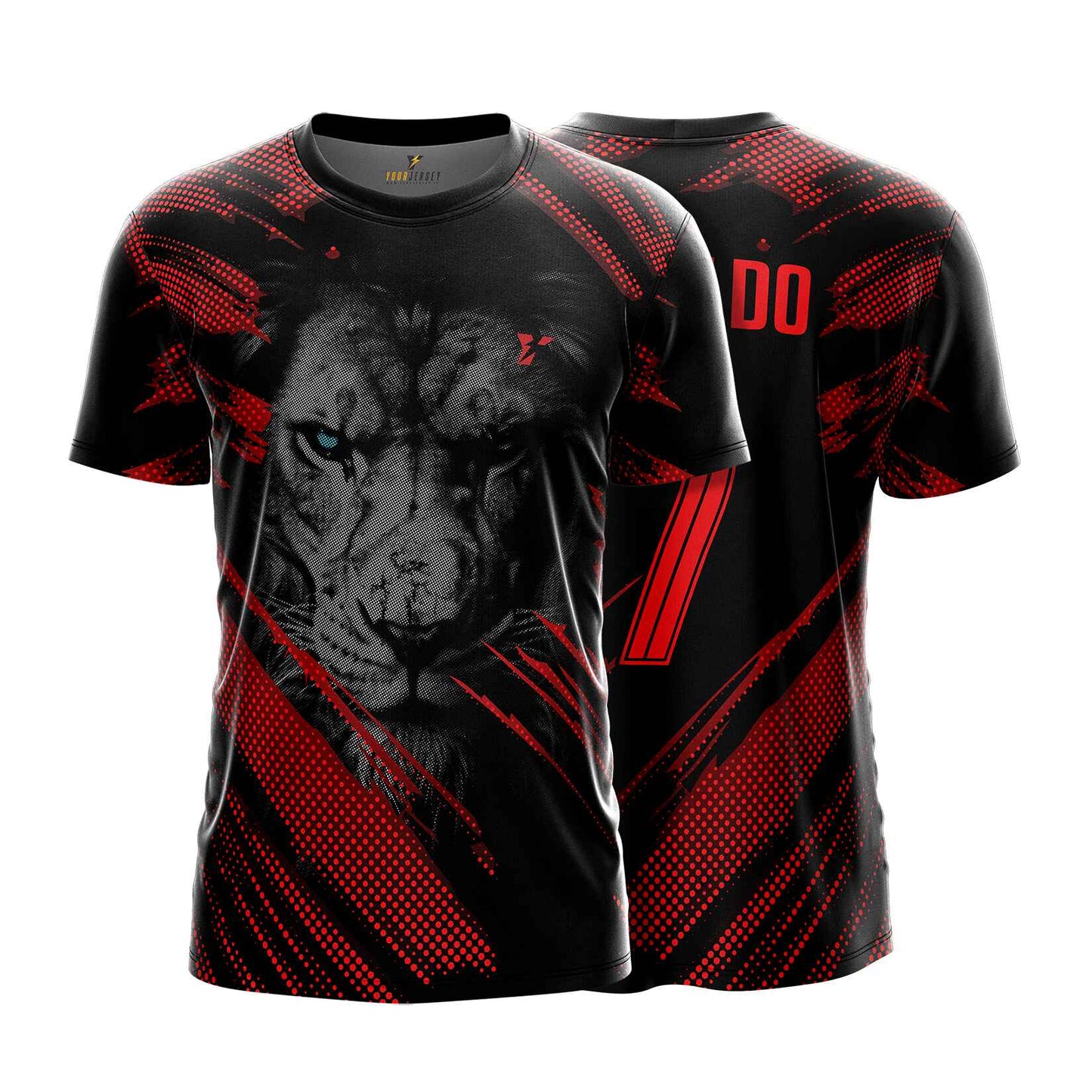 Hidden Lion Custom Sports Jersey  – Black & Red Graphic Design your jersey