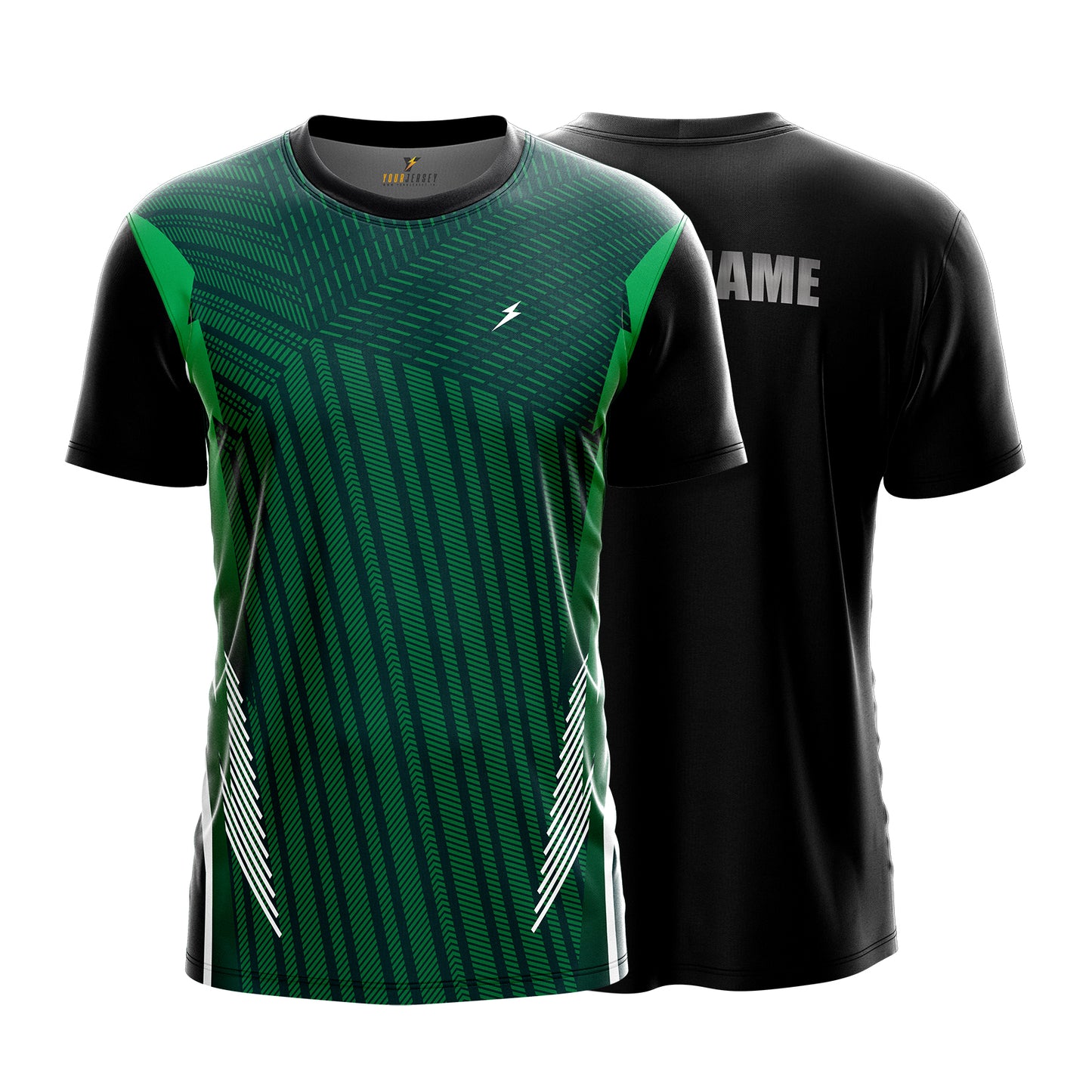 Custom Sports Jersey for Men & Kids Personalised T-Shirt - Green Forest Black Jersey yourjerseyj