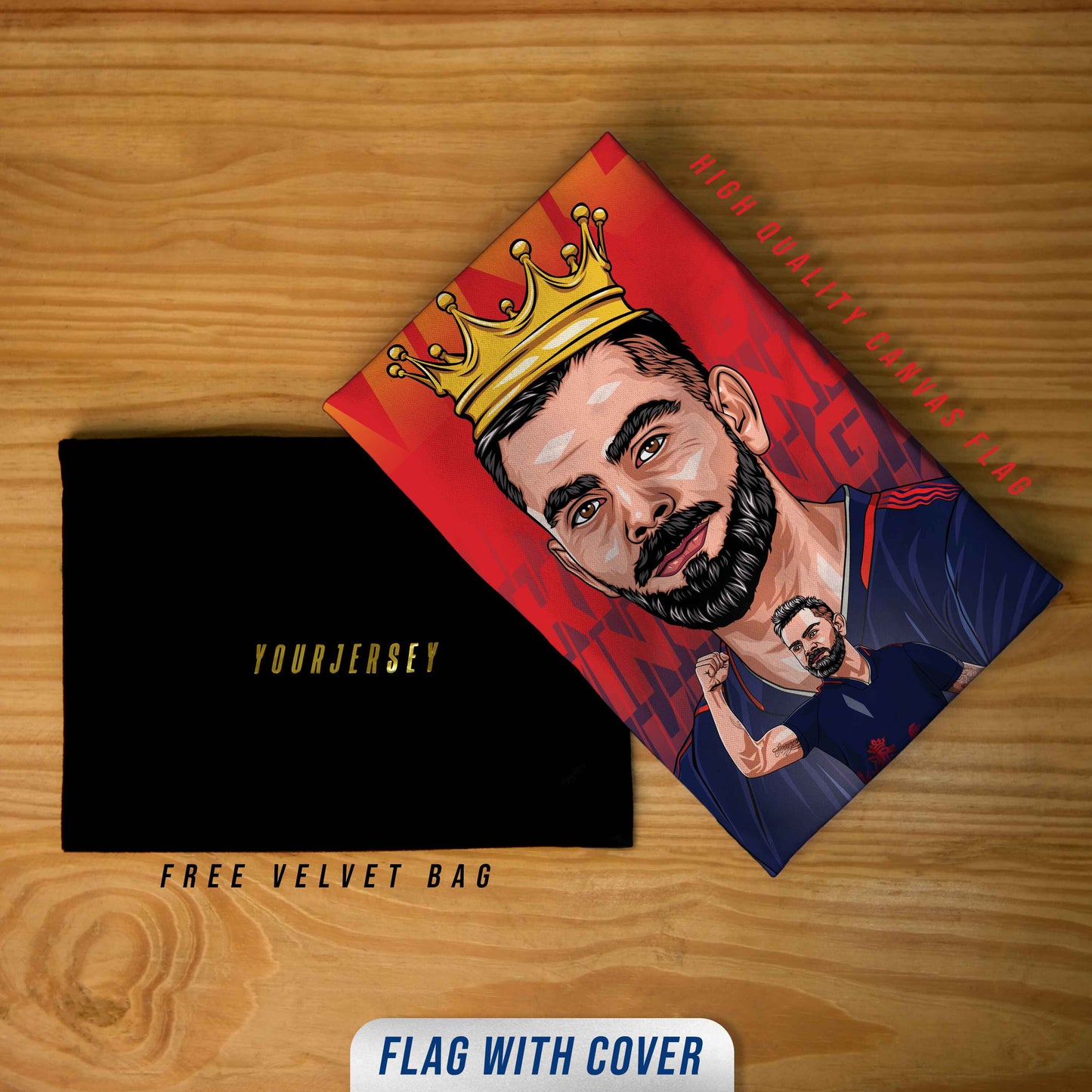 King Kohli Bangalore IPL Canvas Flag