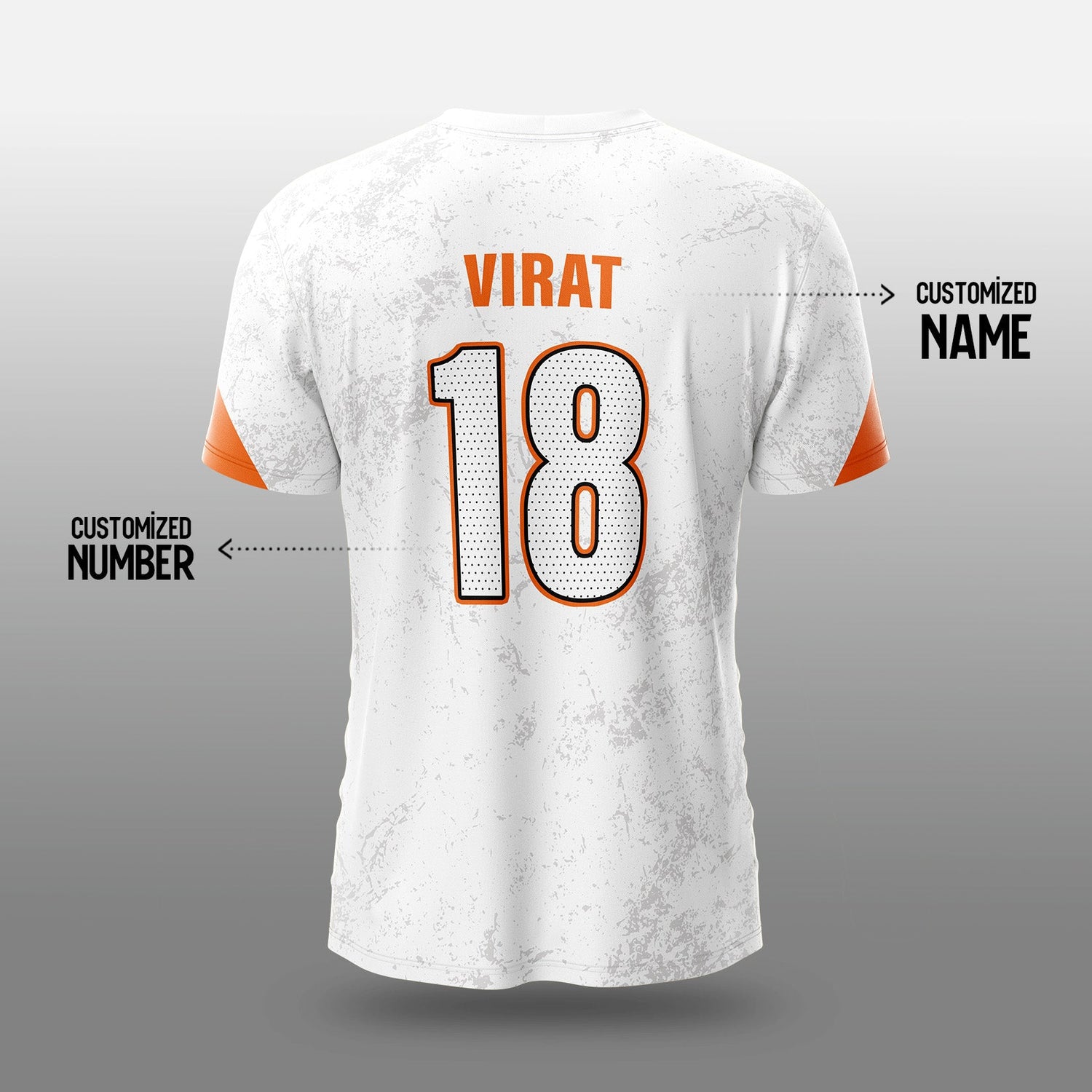 King Kohli Tribute Jersey – White & Orange | Cricket Motivation Tee by Your Jersey. your jersey