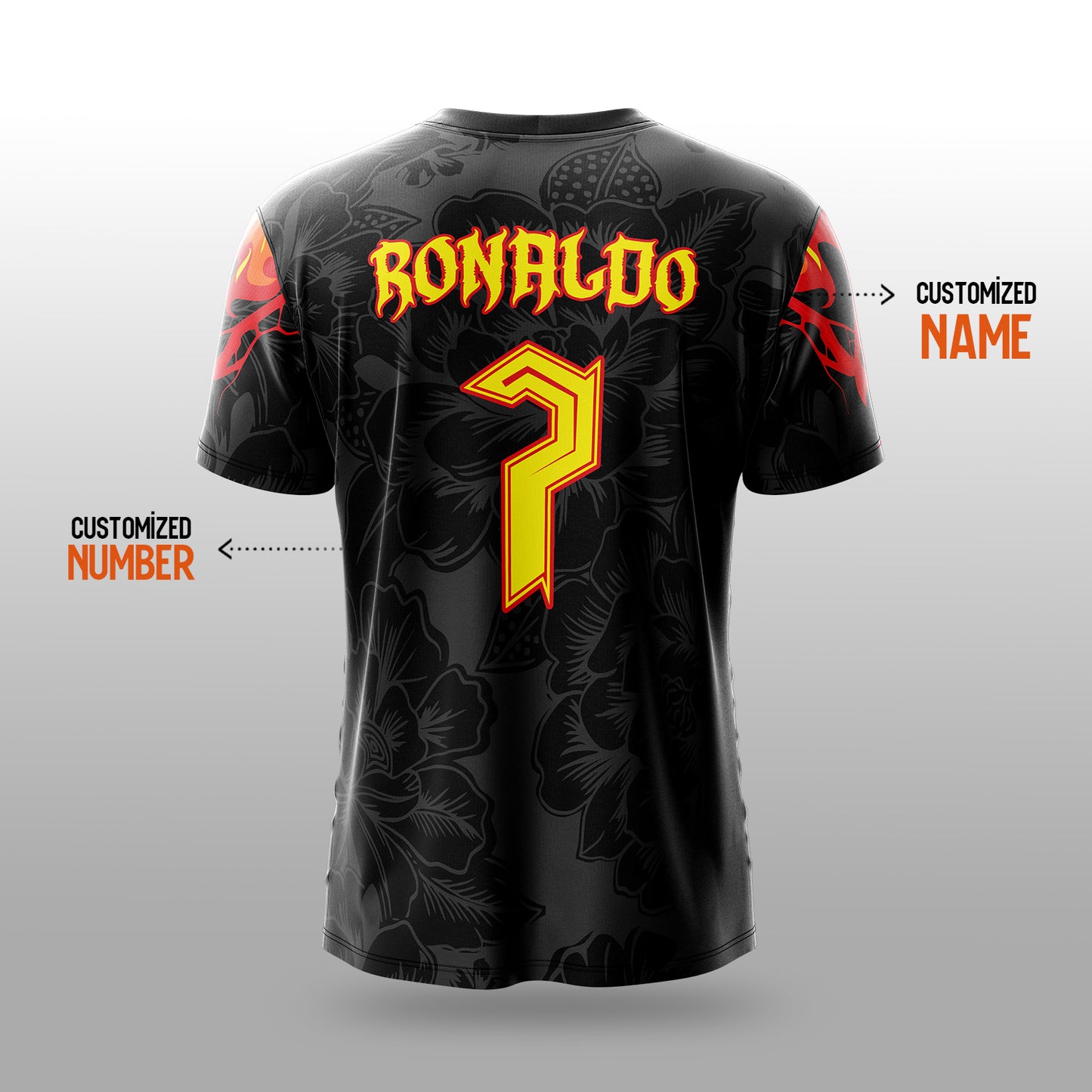 Skull Flame Sports Jersey – Gothic Fire Design – Sizes 2 Years to Adult XXXXL