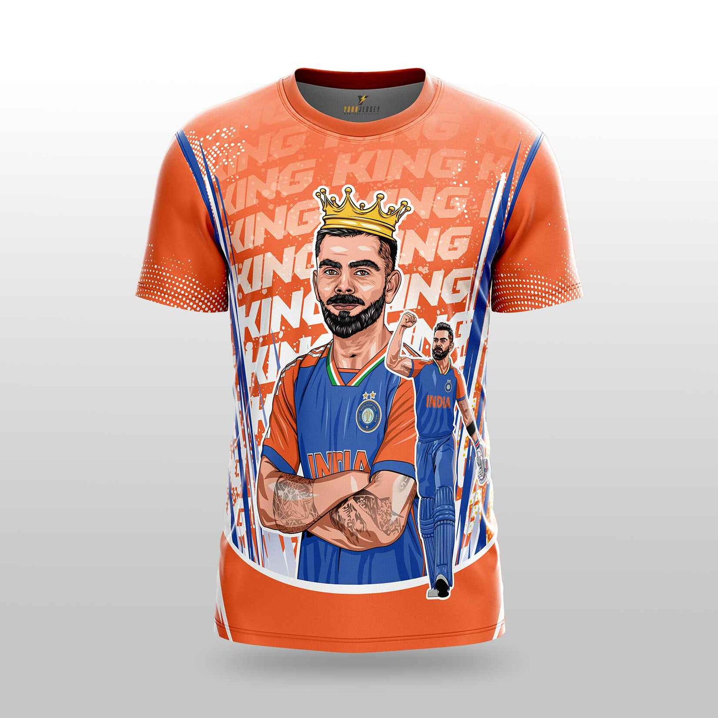 King Kohli GOAT Edition Jersey -orange yourjerseyj