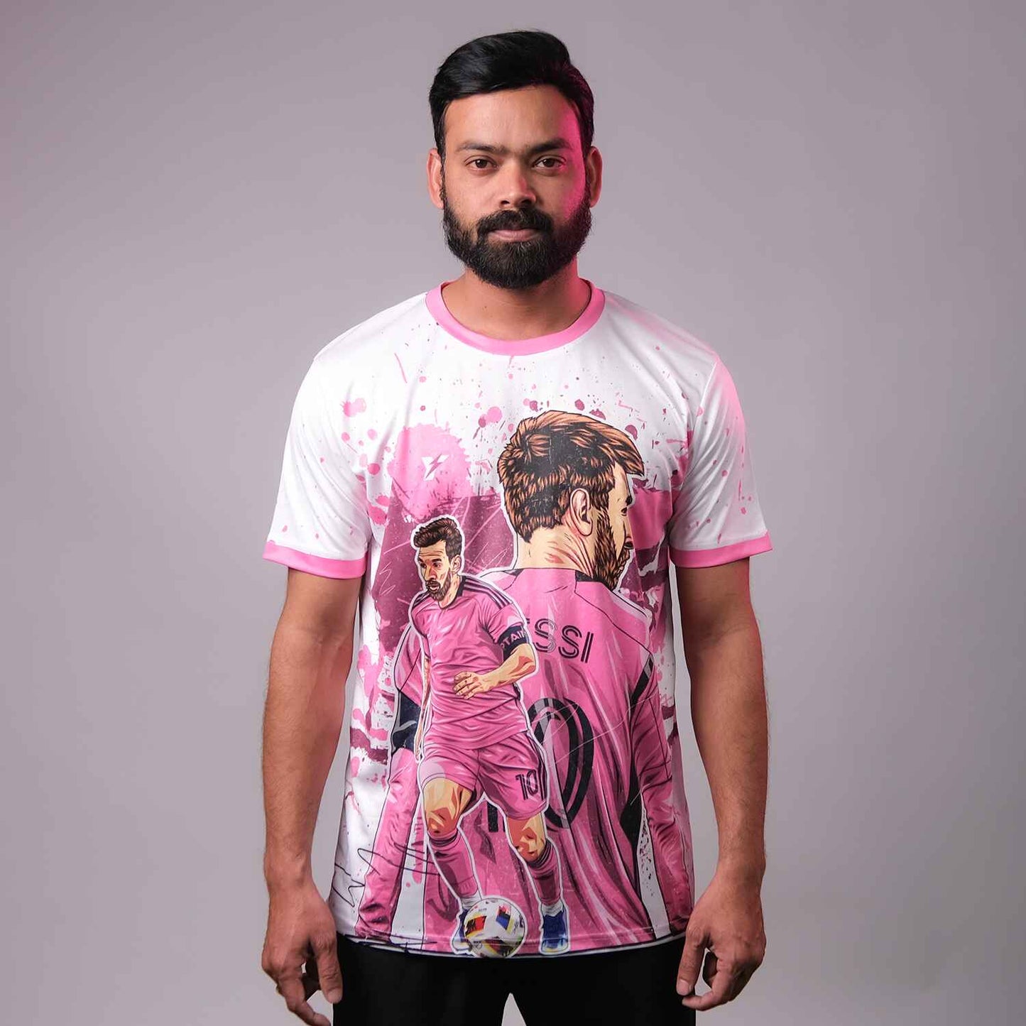 Messi GOAT Football Fan Jersey (YJ Special Fan Edition) – White & Pink yourjerseyj