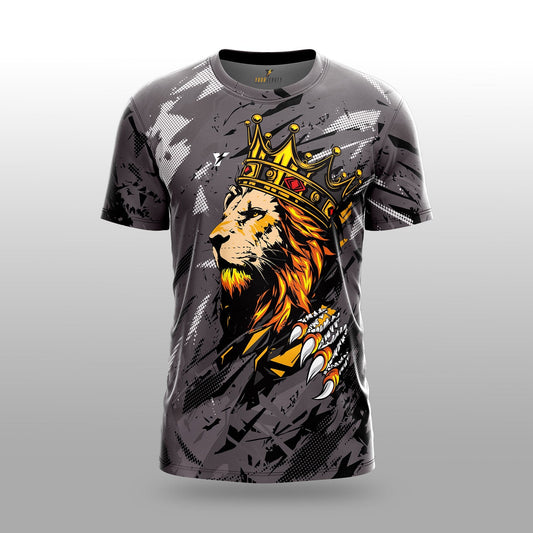 Crowned Lion King Sports Jersey - Royal Grey Graphic Design – Sizes 2Y to XXXXL your jersey