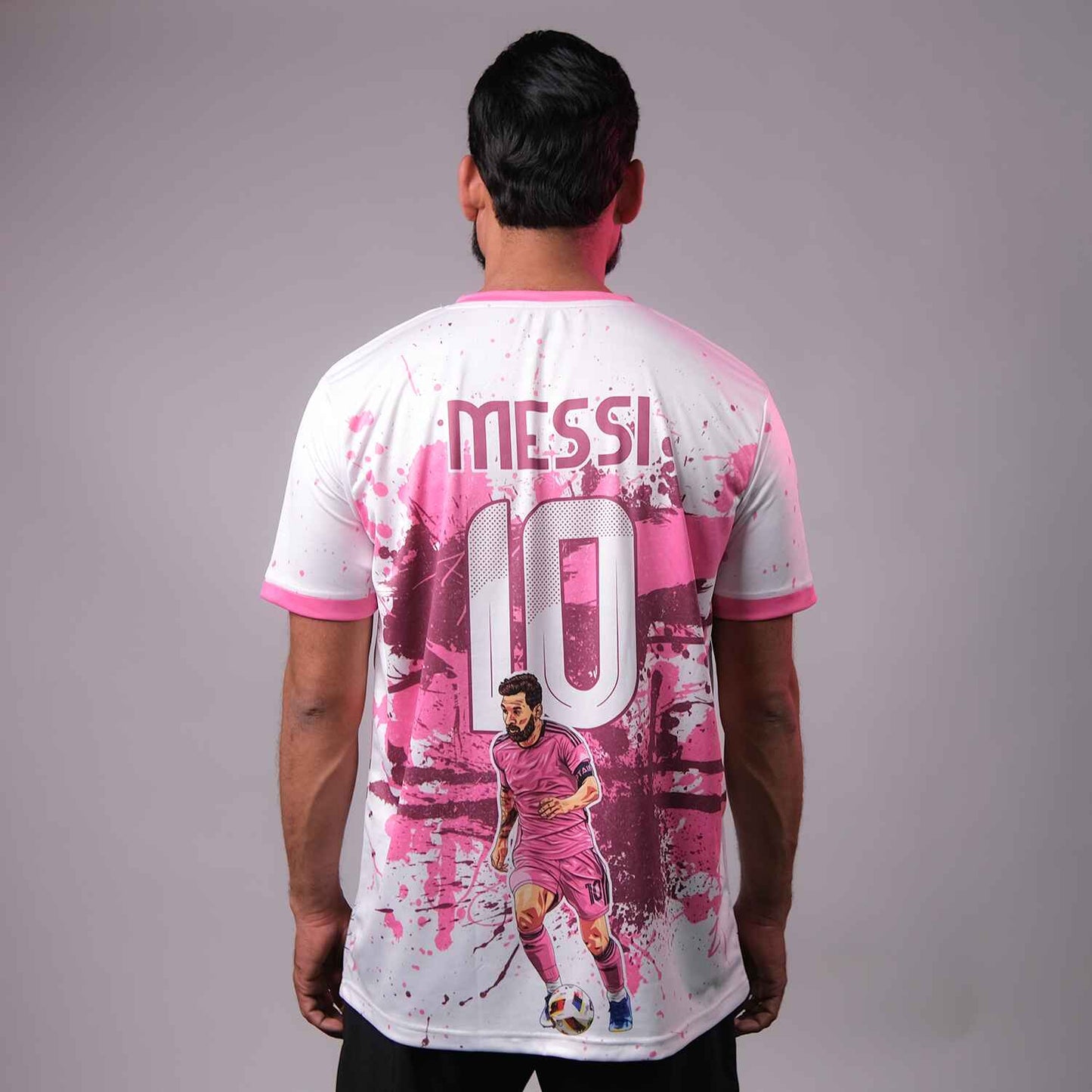 Messi GOAT Football Fan Jersey (YJ Special Fan Edition) – White & Pink yourjerseyj