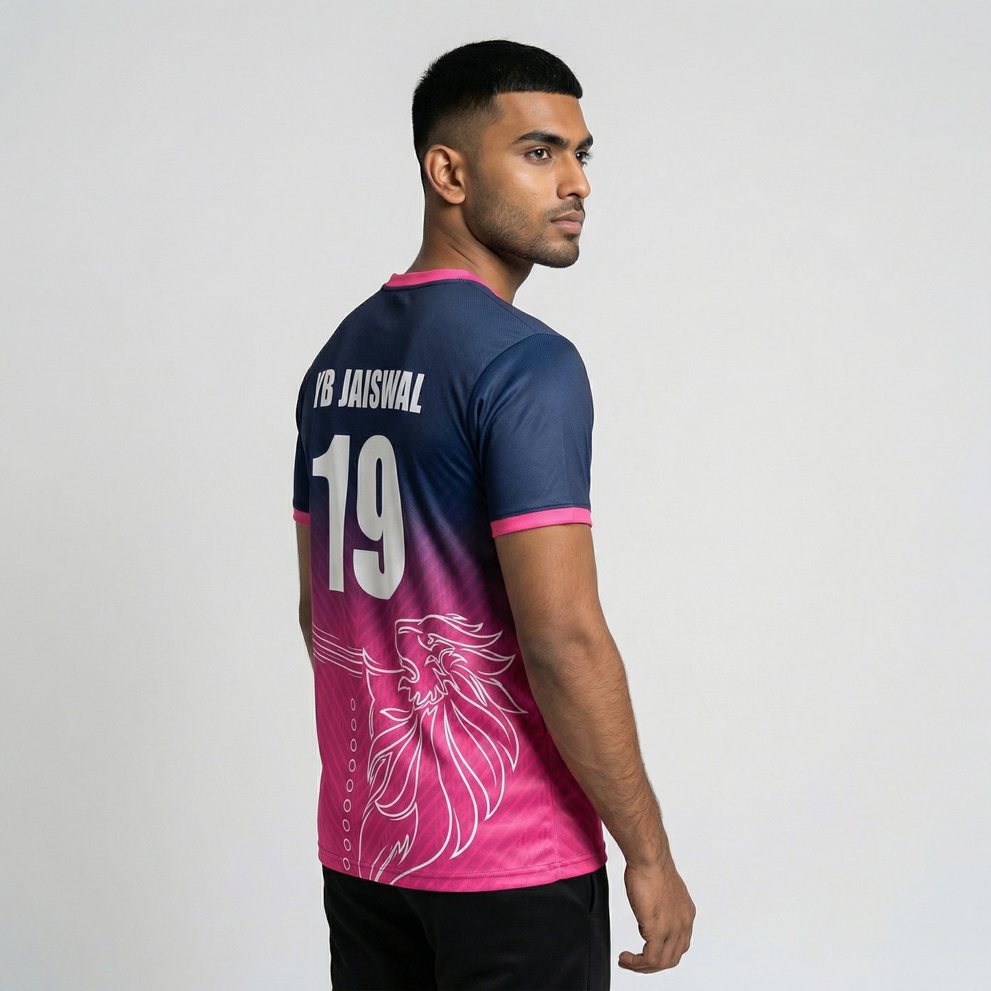 IPL Rajasthan Cricket Jersey 2026 with Name & Number | Customized Rajasthan Fan Jersey for Men, Women & Kids | Personalized Cricket T Shirt | AiroFab Breathable Sportswear | Pink | Sizes 2Y-4XL