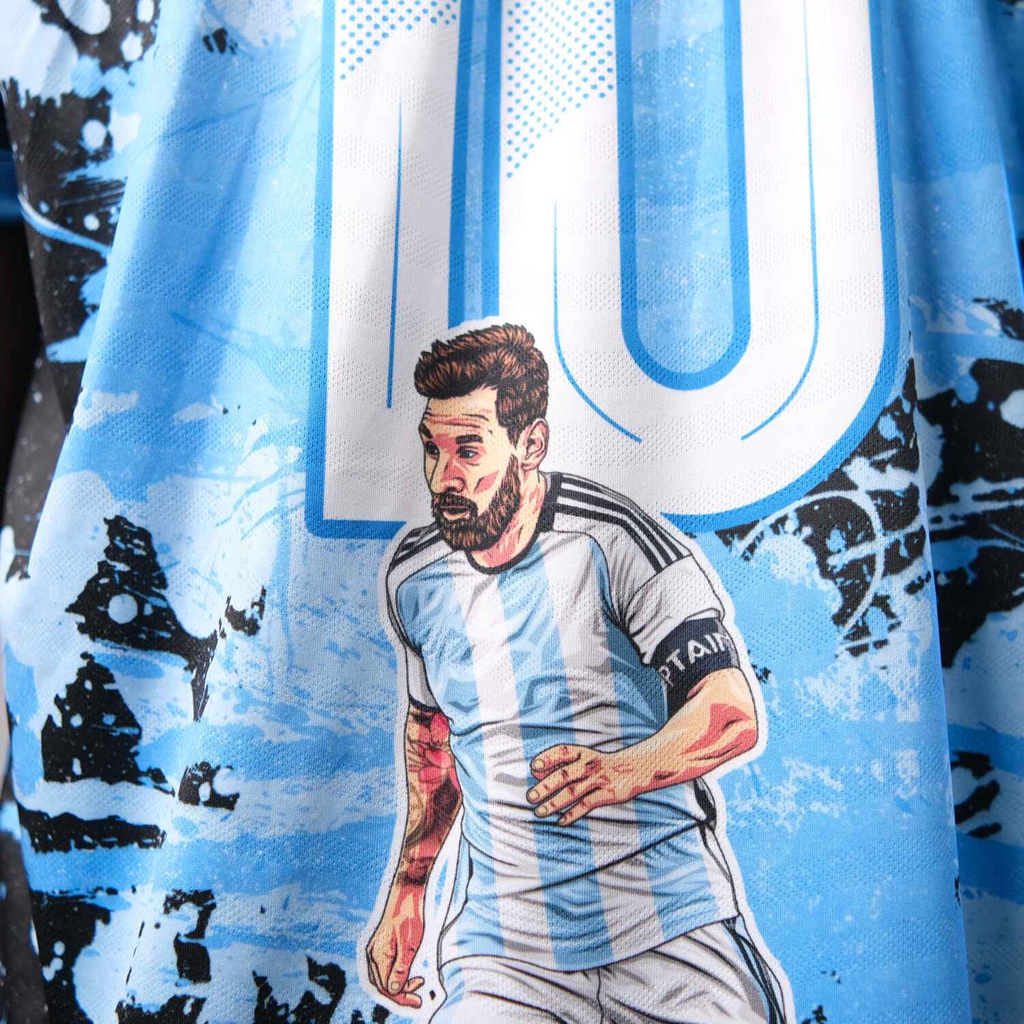 Messi GOAT Football Fan Jersey (YJ Special Fan Edition) – Black & Blue yourjerseyj