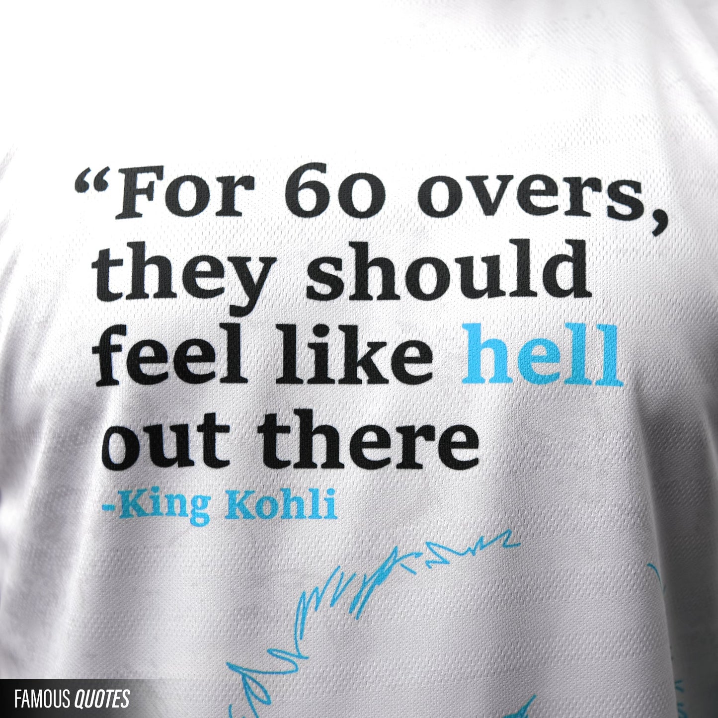 King Kohli Tribute Cricket Jersey – White & Blue -Motivational T-Shirt by Your Jersey your jersey
