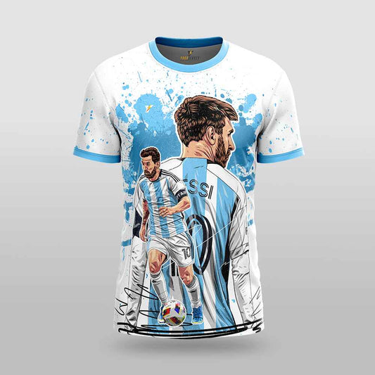 Messi GOAT Football Fan Jersey (YJ Special Fan Edition) – White & Blue yourjerseyj