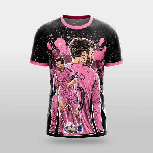 Messi GOAT Football Fan Jersey (YJ Special Fan Edition) – Black & Pink yourjerseyj