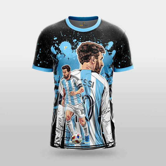Messi GOAT Football Fan Jersey (YJ Special Fan Edition) – Black & Blue yourjerseyj