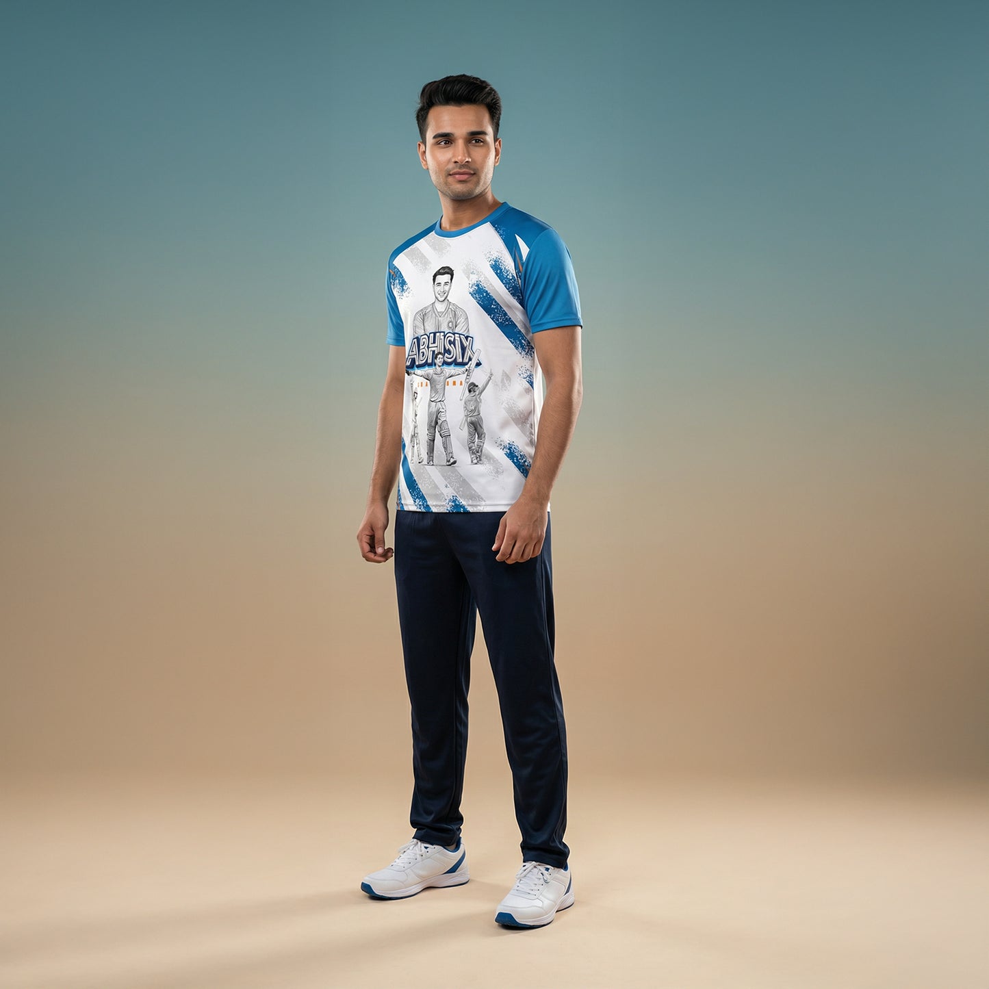 ABHISIX Sharma India T20 Cricket Jersey 2026 – Player Edition Sports Jersey | Custom Name & Number Personalized Cricket T-Shirt for Kids, Men & Women | Breathable Sportswear 2Y–4XL