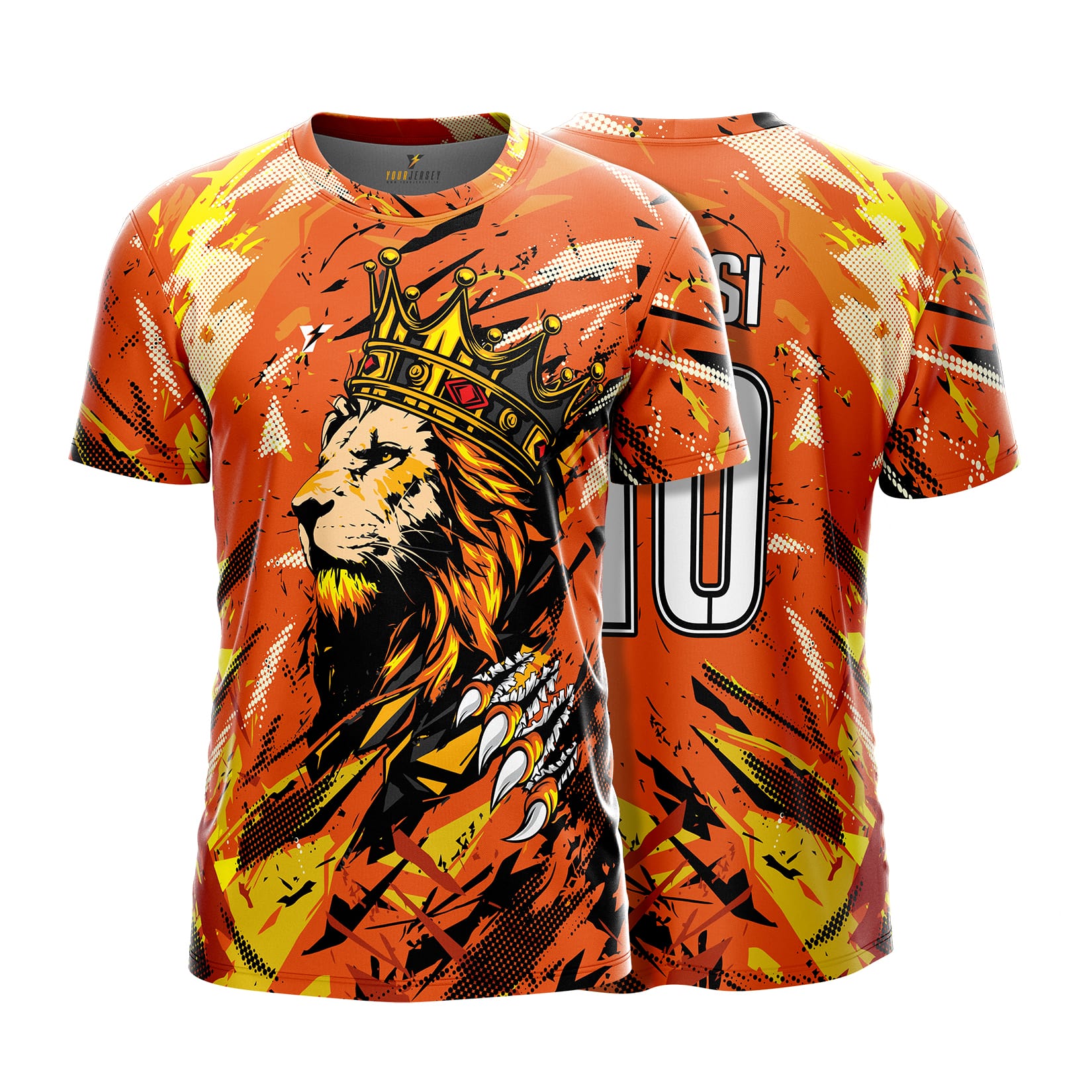 The King Orange Lion Jersey – Royal Lion Crown Graphic – Sizes 2Y to 4XL your jersey