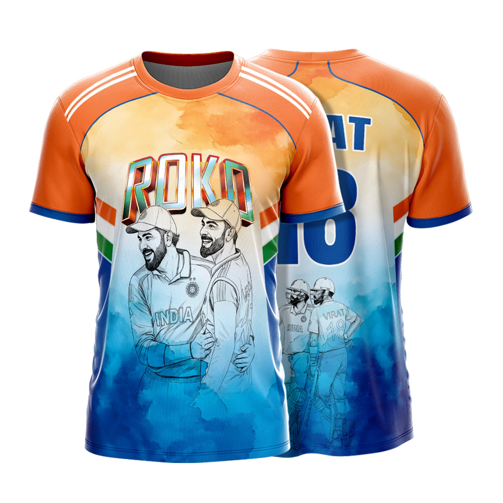 ROKO Cricket Jersey – Premium India Fan Jersey | Custom Name & Number for Kids, Men & Women yourjerseyj
