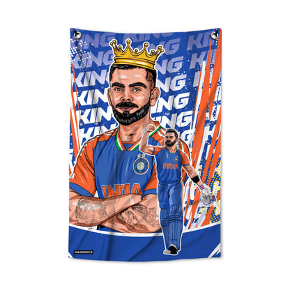 King Kohli Canvas Wall Flag