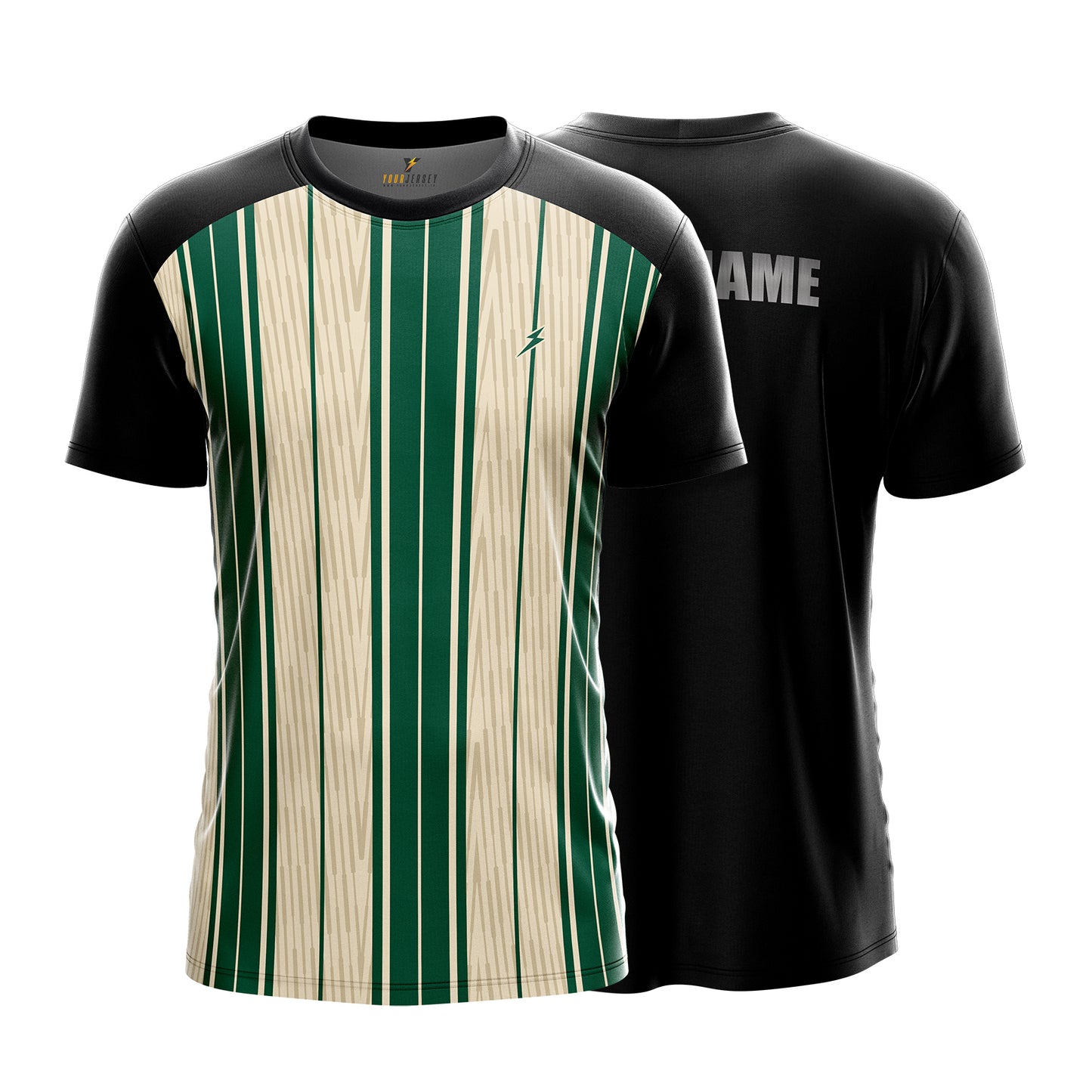 Custom Sports Jersey for Men Personalised T-Shirt - Forest Green & White Line Black Jersey yourjerseyj