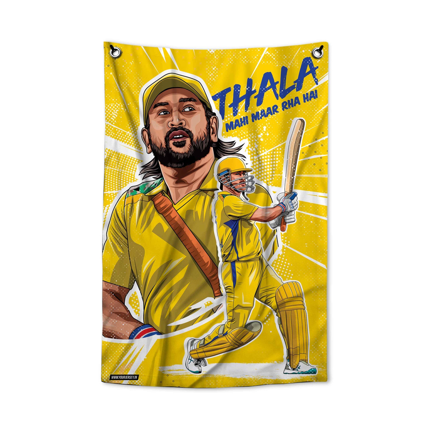 Thala Dhoni CSK Canvas Flag your jersey