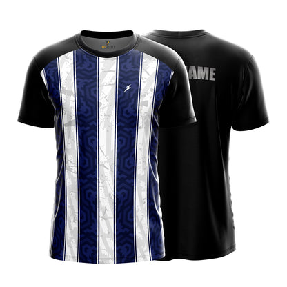 Custom Sports Jersey for Men Personalised T-Shirt - Navy Blue & White Line Black Jersey yourjerseyj