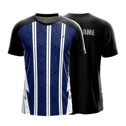 Custom Sports Jersey for Men Personalised T-Shirt - Royal Blue & White Line Black Jersey yourjerseyj