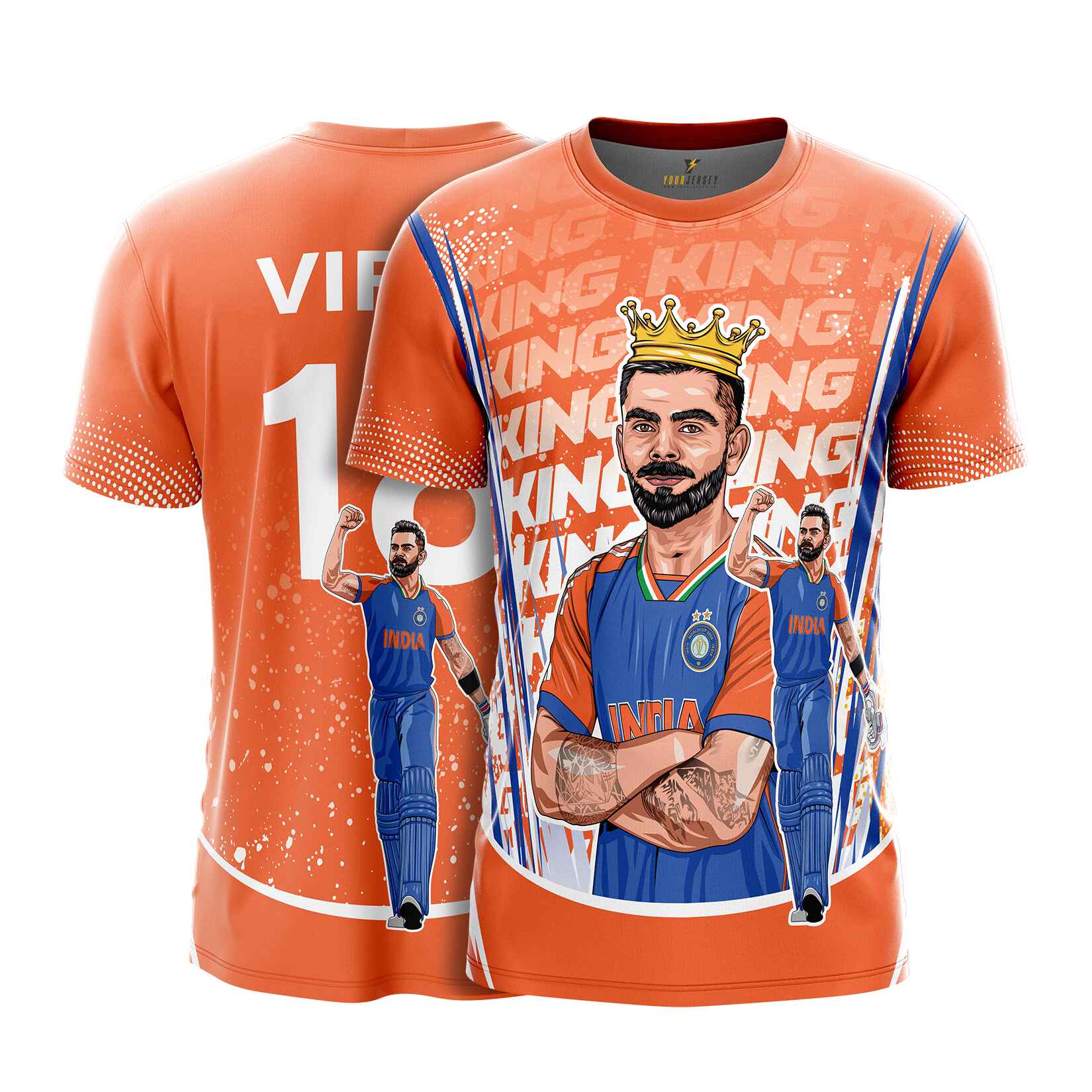 King Kohli GOAT Edition Jersey -orange yourjerseyj