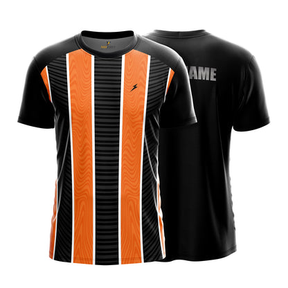 Custom Sports Jersey for Men Personalised T-Shirt - Orange & White Line Black Jersey yourjerseyj