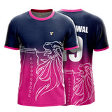 IPL Rajasthan Cricket Jersey 2026 with Name & Number | Customized Rajasthan Fan Jersey for Men, Women & Kids | Personalized Cricket T Shirt | AiroFab Breathable Sportswear | Pink | Sizes 2Y-4XL