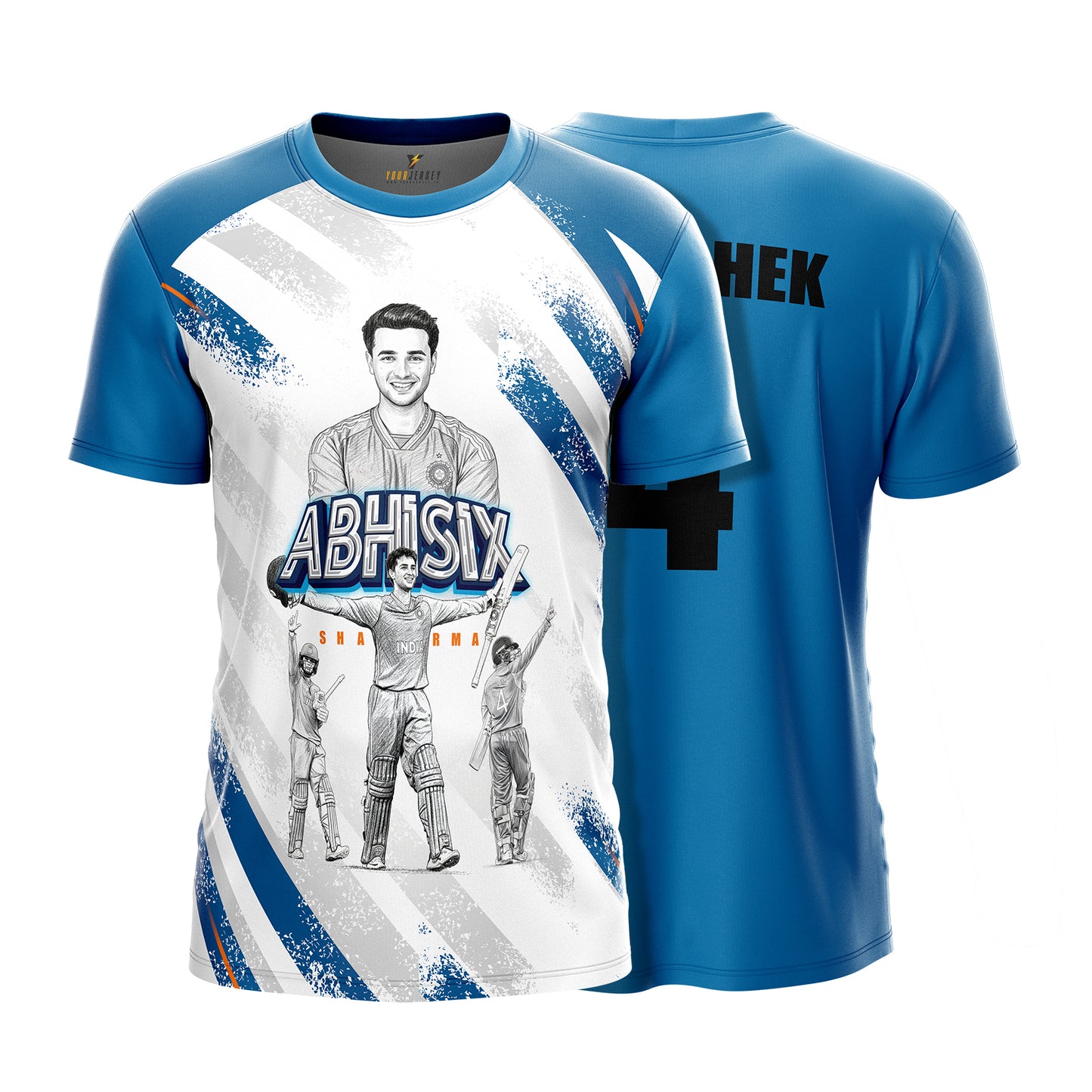 ABHISIX Sharma India T20 Cricket Jersey 2026 – Player Edition Sports Jersey | Custom Name & Number Personalized Cricket T-Shirt for Kids, Men & Women | Breathable Sportswear 2Y–4XL