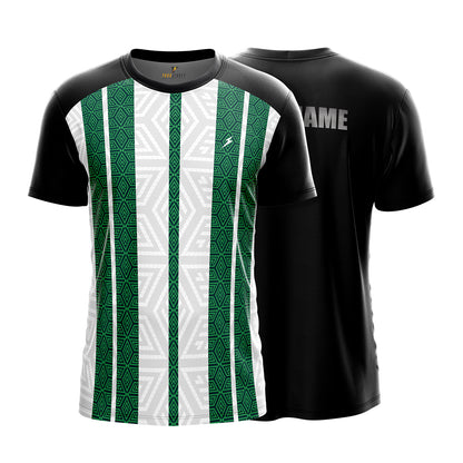 Custom Sports Jersey for Men Personalised T-Shirt - Green & White Line Black Jersey yourjerseyj