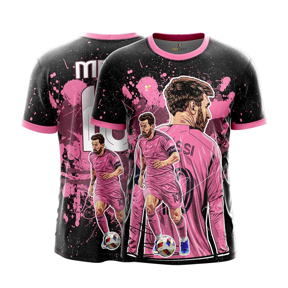 Messi GOAT Football Fan Jersey (YJ Special Fan Edition) – Black & Pink yourjerseyj