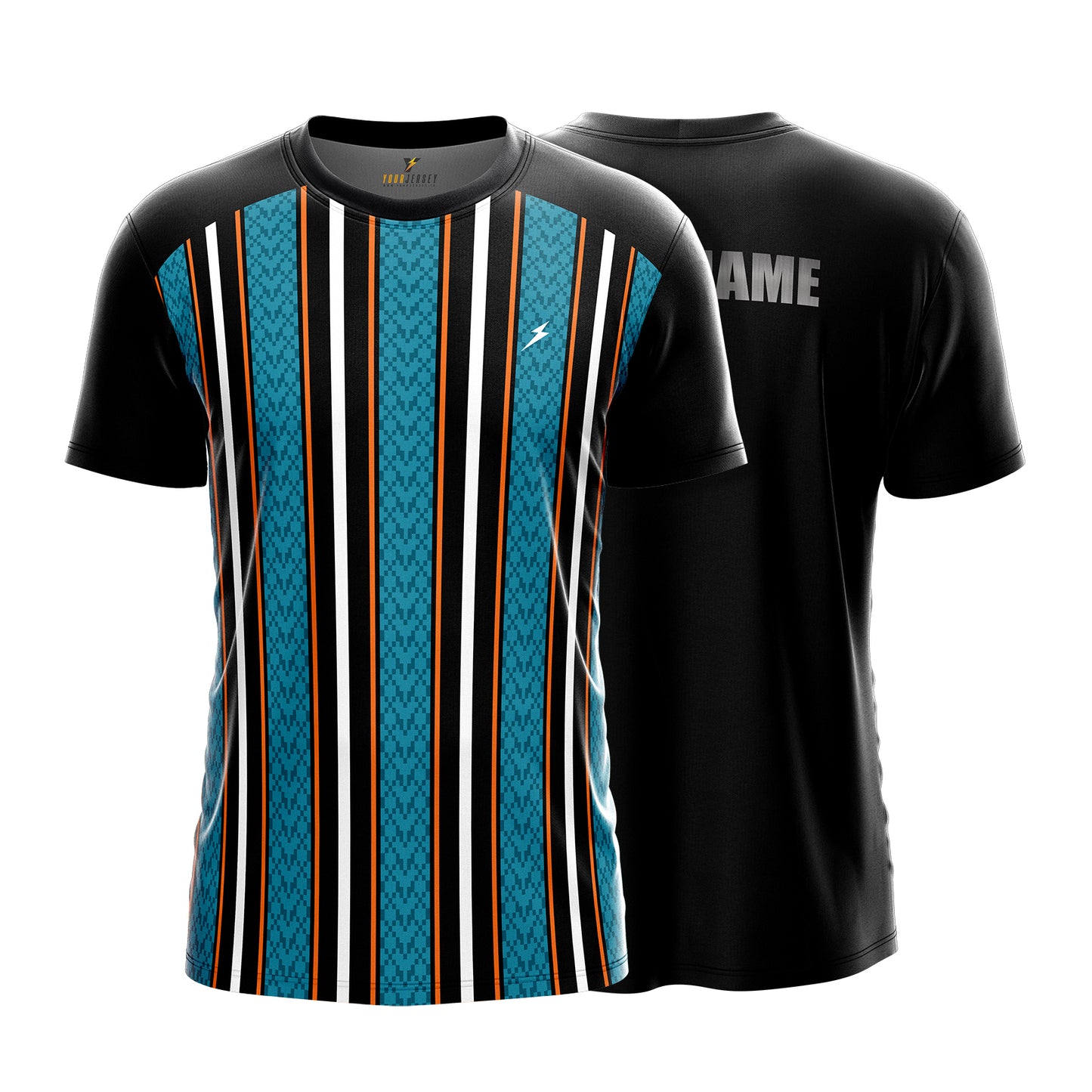 Custom Sports Jersey for Men Personalised T-Shirt - Aqua & White Line Black Jersey yourjerseyj
