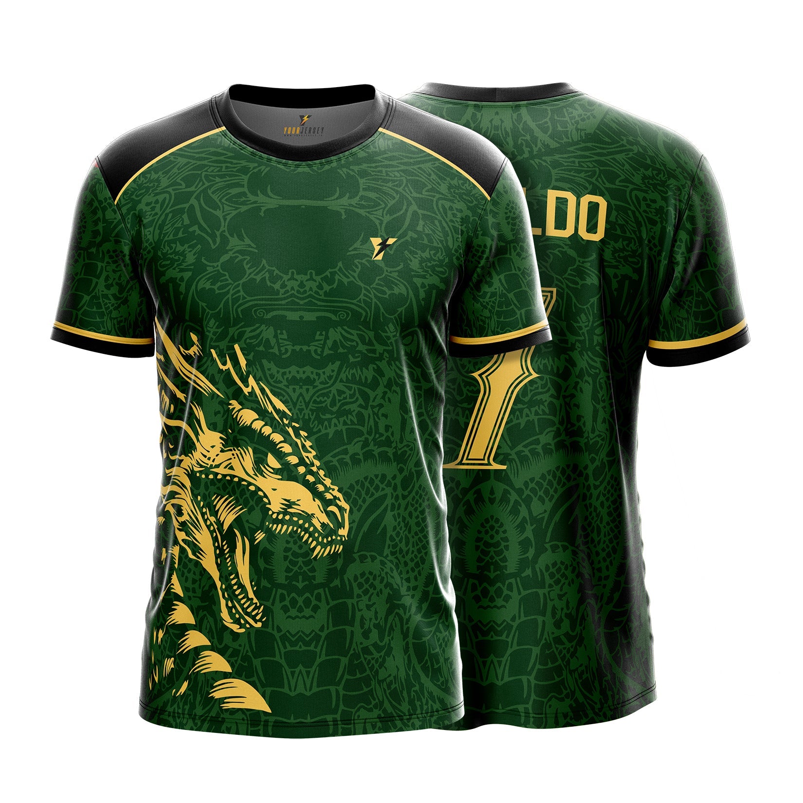 Real Dragon Fury Football Jersey | Custom Name & Number | 3 Colors: Red | Black | Green | Sizes 2Y to 4XL your jersey