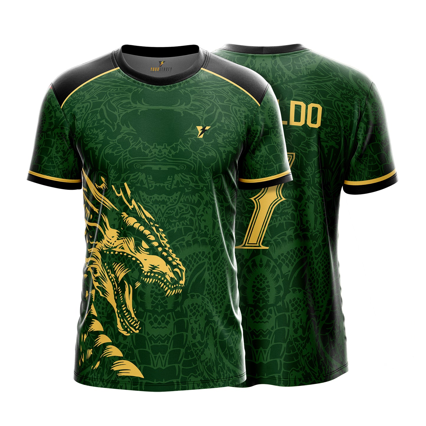 Real Dragon Fury Football Jersey | Custom Name & Number | 3 Colors: Red | Black | Green | Sizes 2Y to 4XL