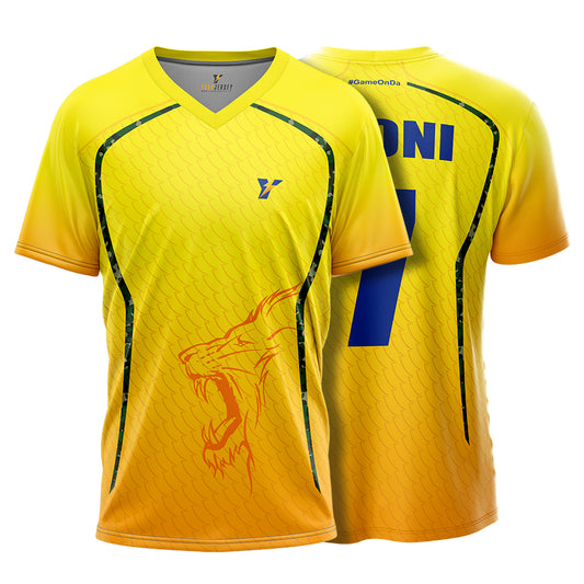 IPL Chennai Yellow Cricket Jersey 2026 | Custom Name & Number | Personalized IPL Style Cricket T-Shirt for Men, Women & Kids | AiroFab Breathable Sportswear | Fan Edition | Sizes 2Y–4XL