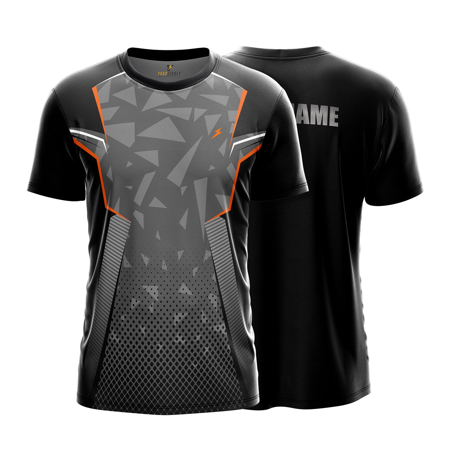 Custom Sports Jersey for Men & Kids Personalised T-Shirt - Grey Triangle Black Jersey yourjerseyj