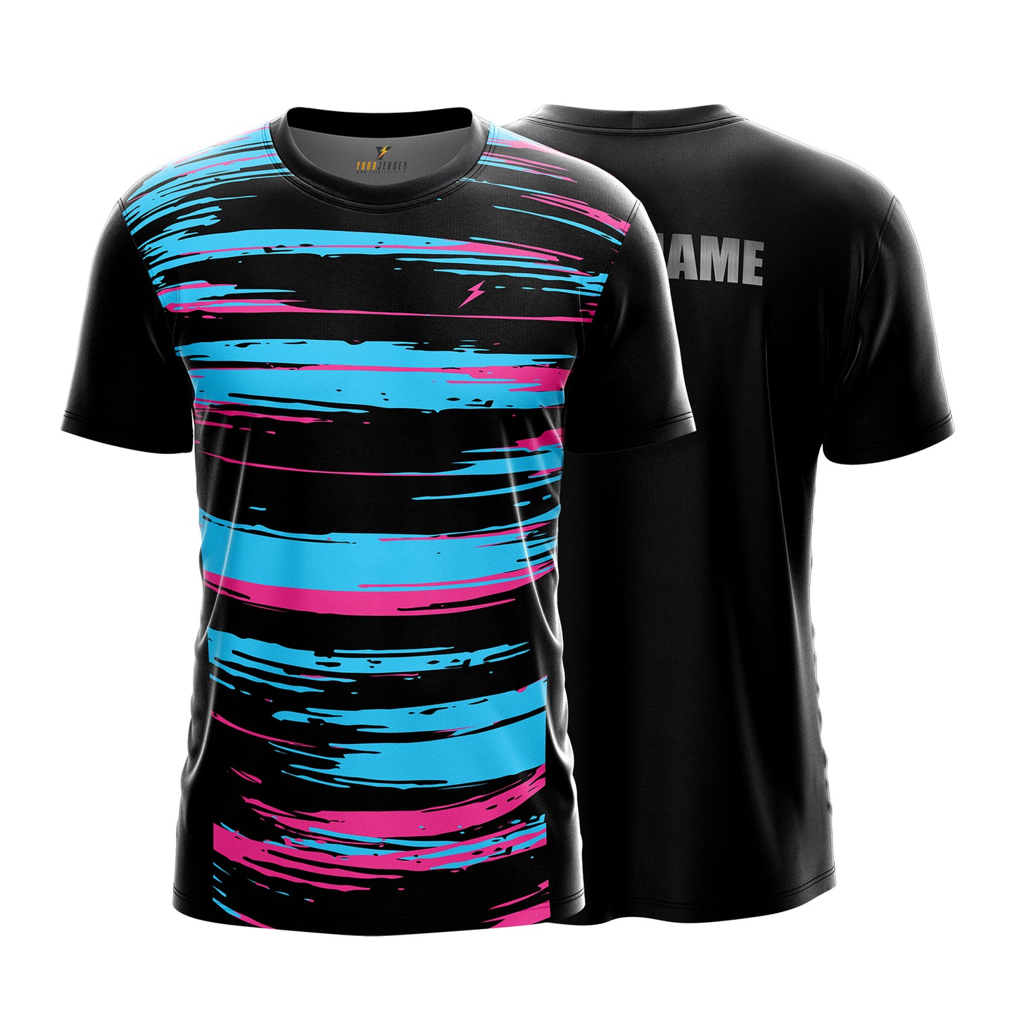 Custom Sports Jersey for Men & Kids Personalised T-Shirt - Sky Pink Black Jersey yourjerseyj