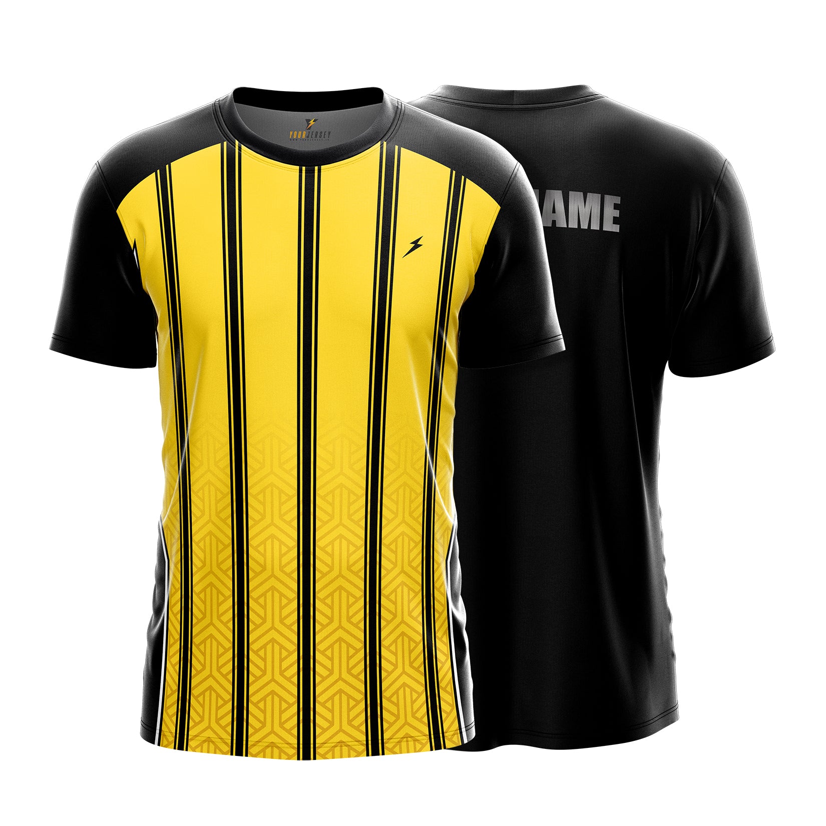 Custom Sports Jersey for Men Personalised T-Shirt - Yellow Line Black Jersey yourjerseyj