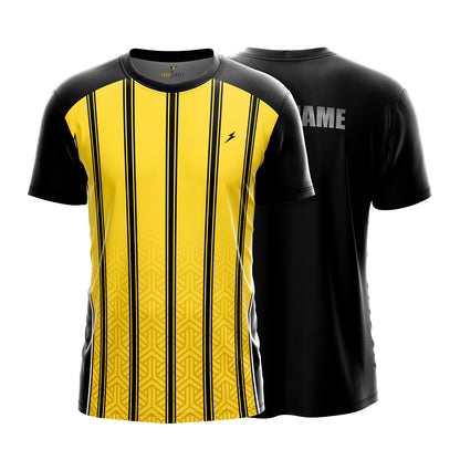 Custom Sports Jersey for Men Personalised T-Shirt - Yellow Line Black Jersey yourjerseyj