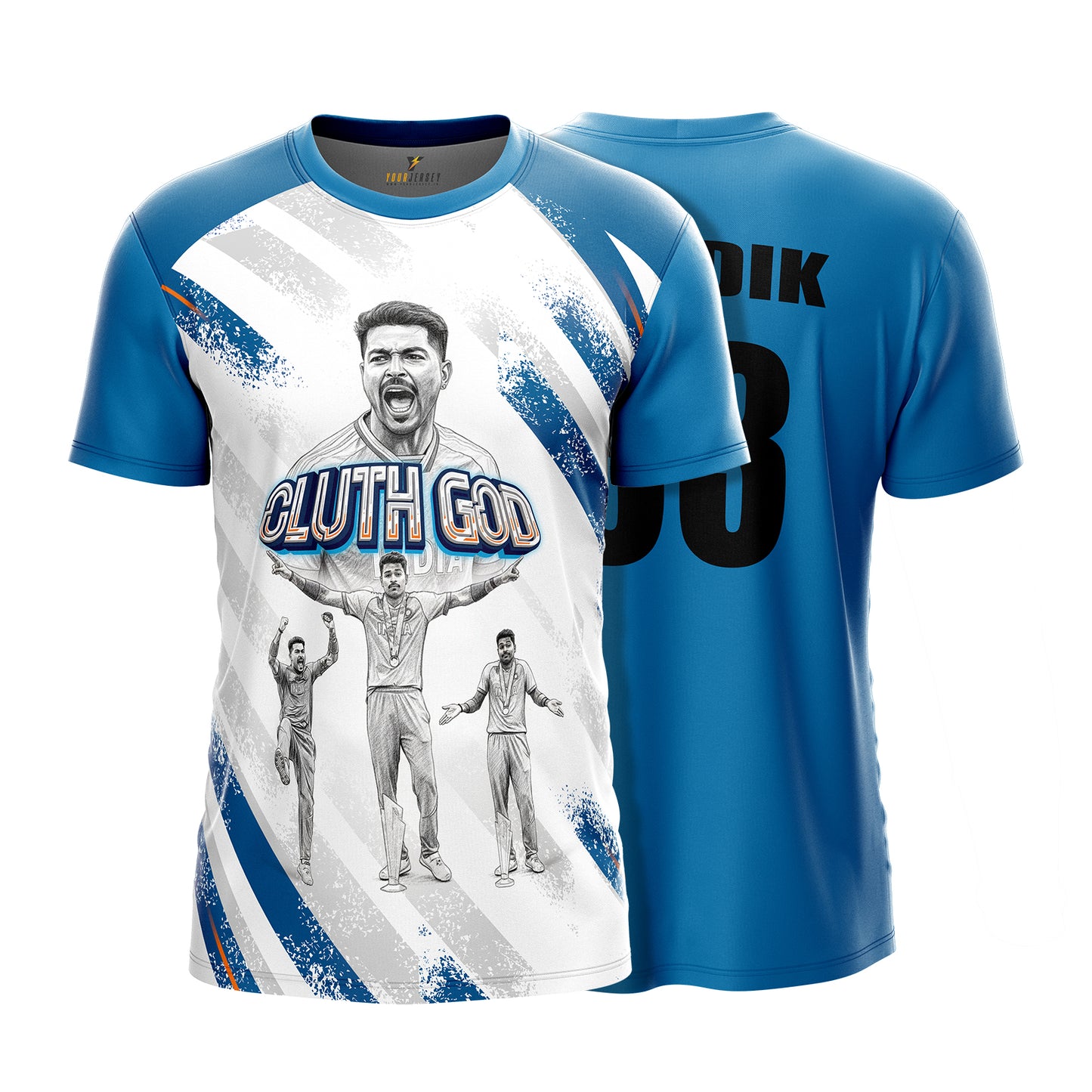 CLUTCH GOD Hardik 33 India T20 Cricket Jersey 2026 – Player Edition Sports Jersey | Custom Name & Number Personalized Cricket T-Shirt for Kids, Men & Women | Breathable Sportswear 2Y–4XL