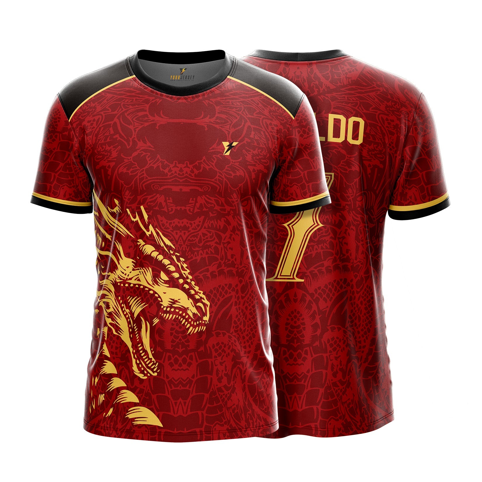 Real Red Dragon Fury Football Jersey | Custom Name & Number | Sizes 2Y to 4XL your jersey