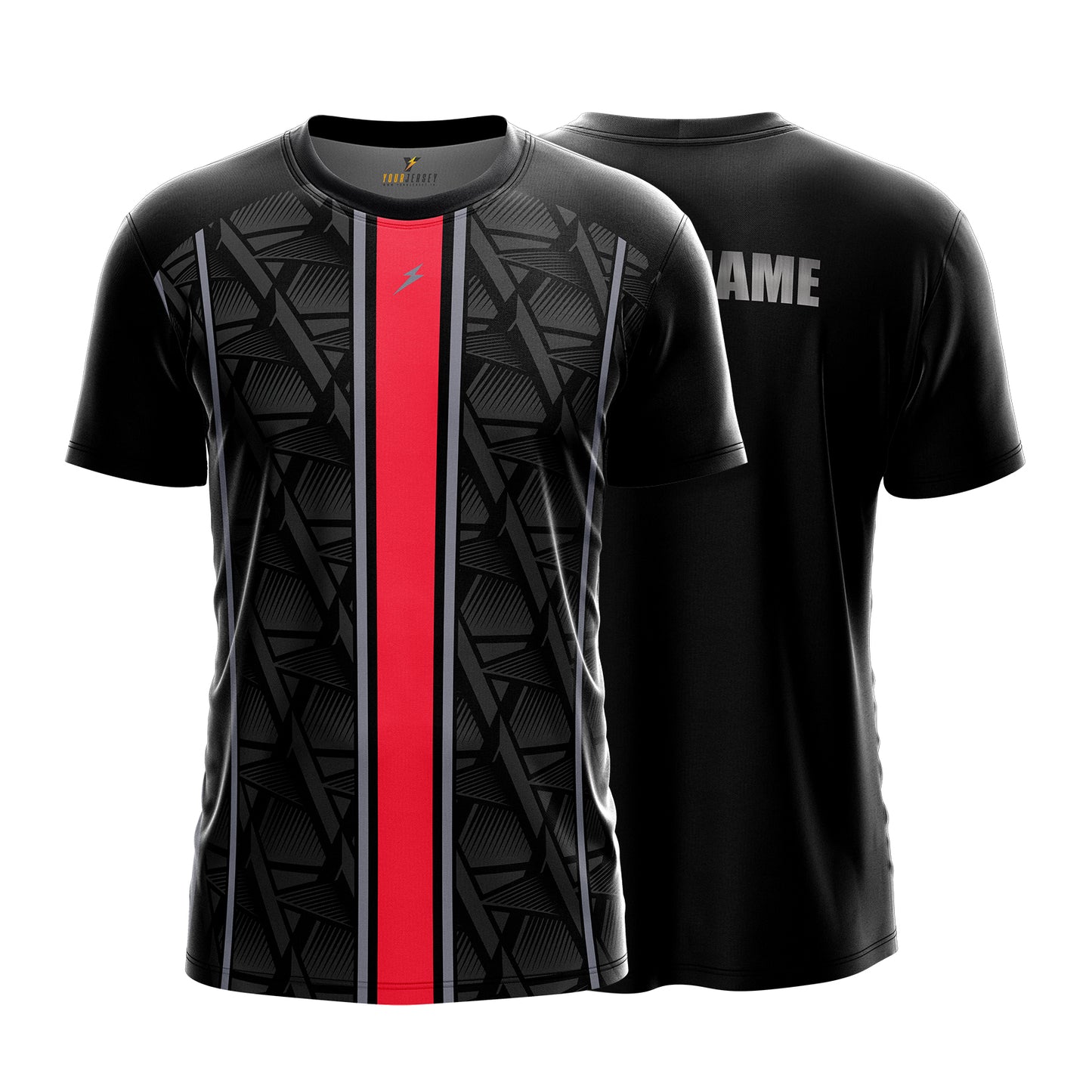 Custom Sports Jersey for Men Personalised T-Shirt - Red Line Black Jersey yourjerseyj
