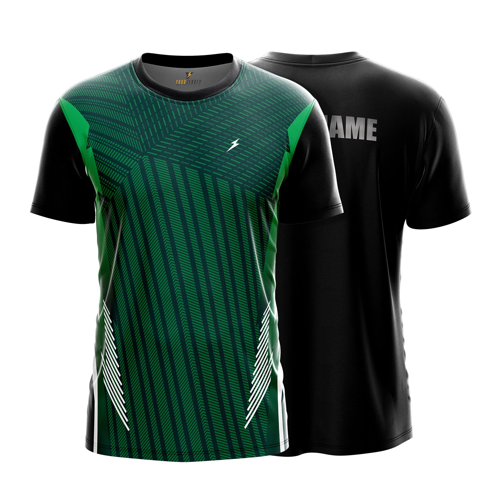 Custom Sports Jersey for Men & Kids Personalised T-Shirt - Green Forest Black Jersey yourjerseyj