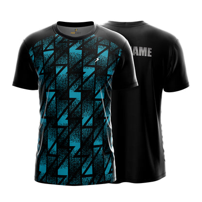 Custom Sports Jersey for Men & Kids Personalised T-Shirt - Aqua Bolt Black Jersey yourjerseyj