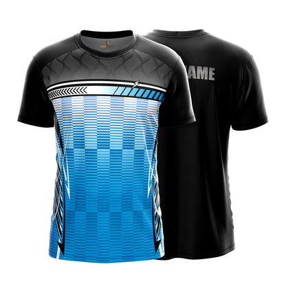 Custom Sports Jersey for Men & Kids Personalised T-Shirt - Sky Blue Black Jersey yourjerseyj