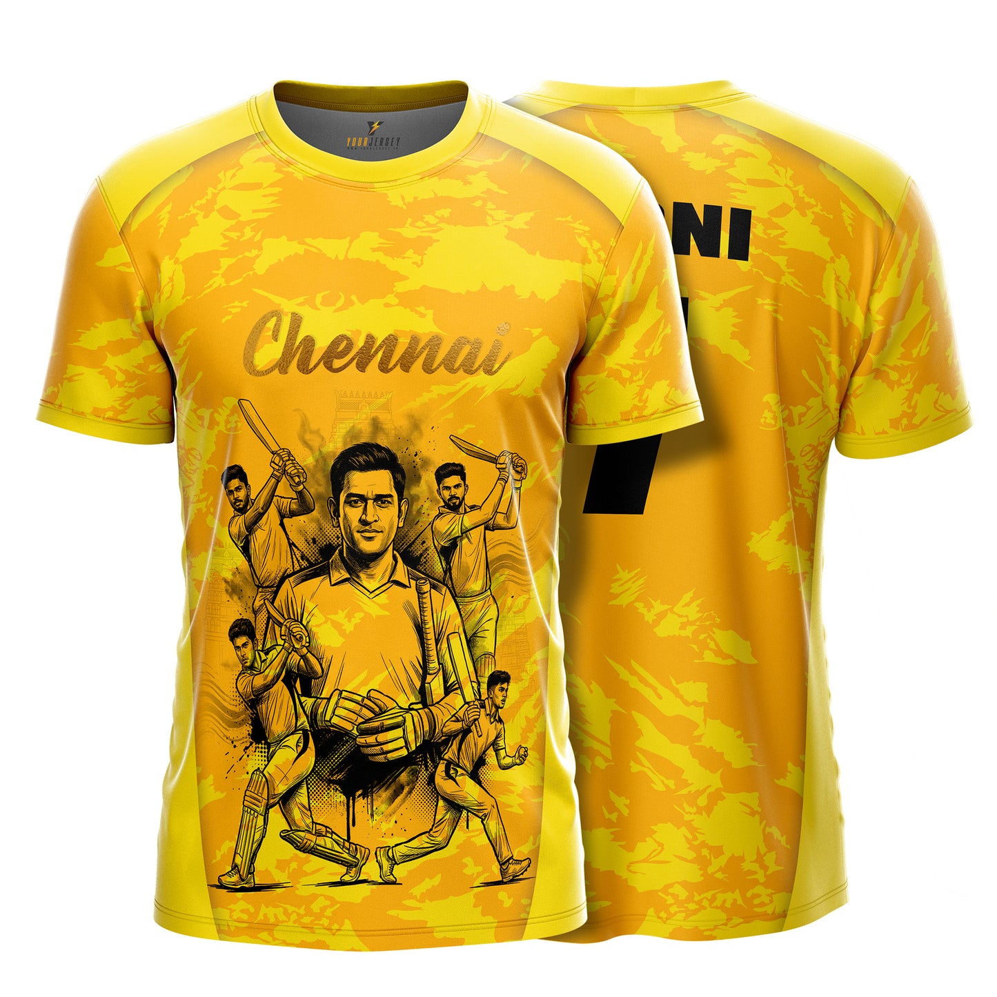 Chennai Cricket Jersey Gold Edition 2026 with Custom Name & Number | Personalized Cricket T-Shirt for Men, Women & Kids | Chennai Sports Jersey Sizes 2Y–4XL