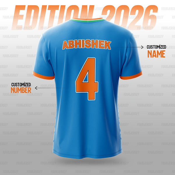 New India T20 Cricket Jersey 2026 | Personalized Name & Number | Blue ...