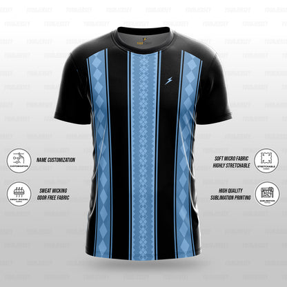 Custom Sports Jersey for Men Personalised T-Shirt - Sky Line Black Jersey yourjerseyj