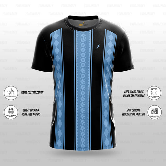 Custom Sports Jersey for Men Personalised T-Shirt - Sky Line Black Jersey yourjerseyj