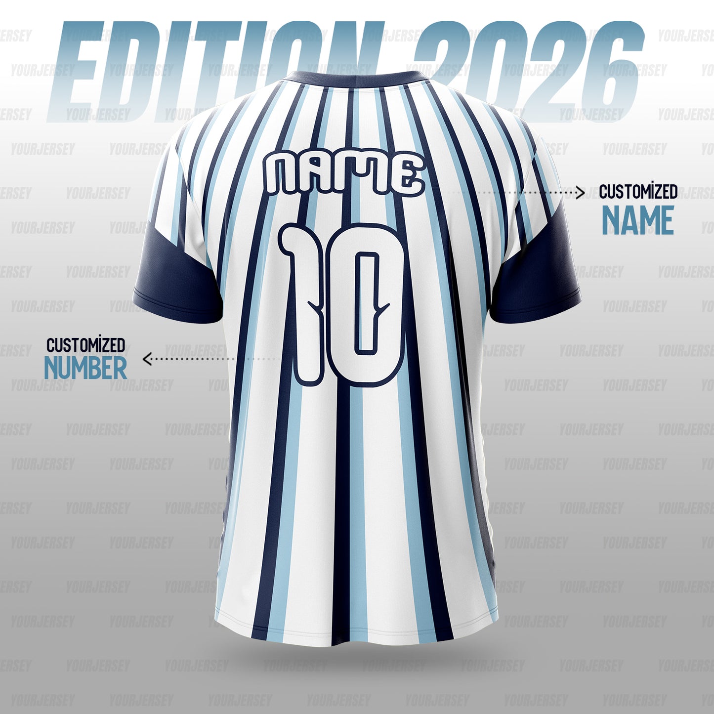 Argentina Pre-Match Football Jersey 2026 for Boys, Kids, Men & Women | Argentina Fan Football T-Shirt | Customised Personalised Sports Jersey with Name & Number | Argentina Soccer Jersey | Size 2Y–4XL