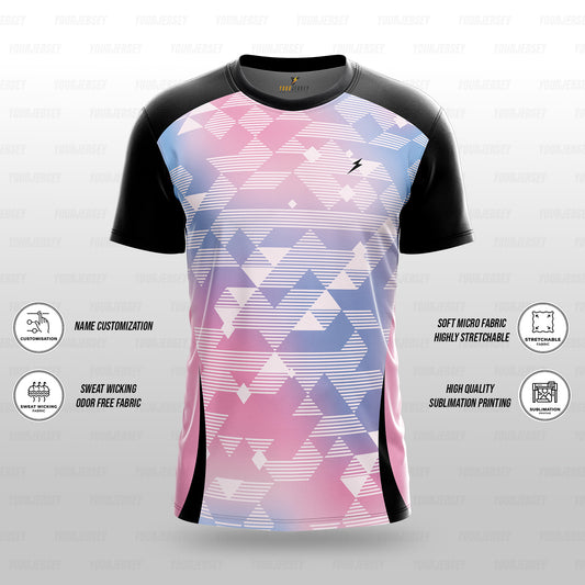 Custom Sports Jersey for Men & Kids Personalised T-Shirt - Pastel Polygon Black Jersey yourjerseyj